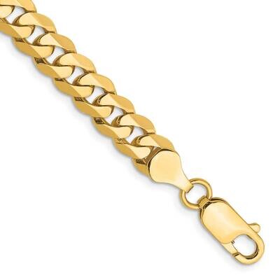 8.5 Inch 7.25mm Flat Beveled Curb with Lobster Clasp Bracelet 14k Gold FBU180-8.5, MPN: FBU180-8.5,…