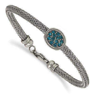 Textured Blue Crystal 7.25in. Bracelet Stainless Steel Polished SRB2122-7.5 by Chisel, MPN: SRB2122…