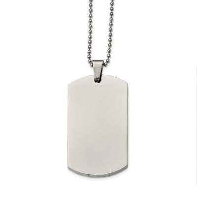 Rounded Edge XLarge 4mm Thick Dog Tag Necklace Stainless Steel Polished SRN2139-24 by Chisel, MPN: …