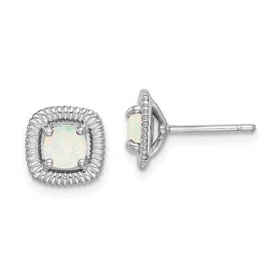Milky Opal Square Post Earrings Sterling Silver Rhodium Plated QE14493OCT, MPN: QE14493OCT, 8839571…