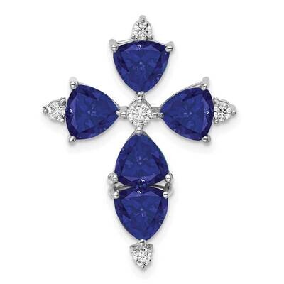 Created Blue Sapphire Pendant 14k White Gold Lab Grown Diamond PM7514-CSA-020-WLG, MPN: PM7514-CSA-…