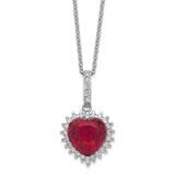 100-facet Created Ruby &amp; CZ Diamond 18 Inch Necklace Sterling Silver Rhodium-plated QCM478-18, MPN:…