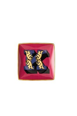 Versace Christmas Holiday Alphabet Canape Dish Alphabet Letter K 4 3/4 Inch Square, MPN: 11940-4036…