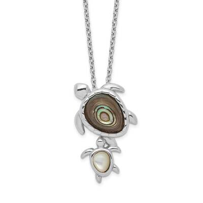 Abalone and Mop Turtle Necklace Sterling Silver Rhodium-plated QG5447-18, MPN: QG5447-18, 883957599…