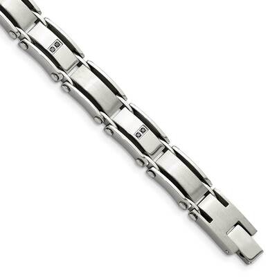 Brushed 1/10ct tw. Diamond Bracelet Stainless Steel Polished SRB1534-8.25 by Chisel, MPN: SRB1534-8…