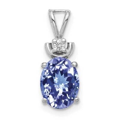 8x6mm Oval Tanzanite AAA Diamond Pendant 14k White Gold XP1658T/AAA, MPN: XP1658T/AAA, 883957172446