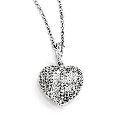 Heart Necklace Sterling Silver &amp; Cubic Zirconia Polished QMP101-18, MPN: QMP101-18, 886774165172