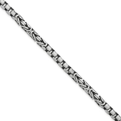 Mens Antiqued Brush Byzantine Box Link Bracelet Sterling Silver QG5737-8.5, MPN: QG5737-8.5, 191101…