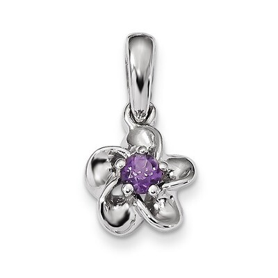 Floral Amethyst Pendant Sterling Silver Rhodium-plated QBPD30AM, MPN: QBPD30AM, 883957638713