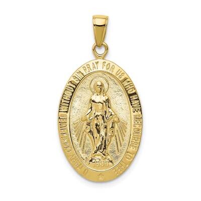Satin and Polished Finish Miraculous Medal Pendant 10k Gold 10K5647, MPN: 10K5647, 191101085307