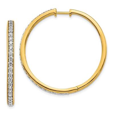 Diamond Hoop Earrings 14k Yellow Gold EM4268-125-YA, MPN: EM4268-125-YA, 883957403052