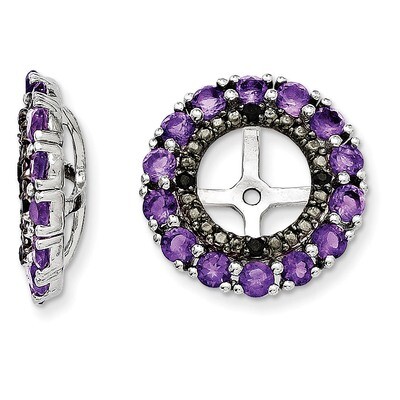 Amethyst &amp; Black Sapphire Earring Jacket Sterling Silver Rhodium QJ130FEB, MPN: QJ130FEB, 191101385…