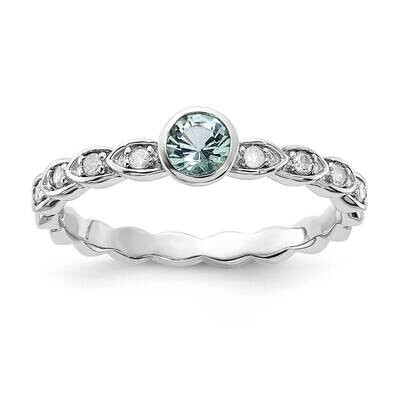 Blue Topaz &amp; Diamond Ring Sterling Silver RLS6325/BT-SSAS45-7, MPN: RLS6325_BT-SSAS45, 191101570650