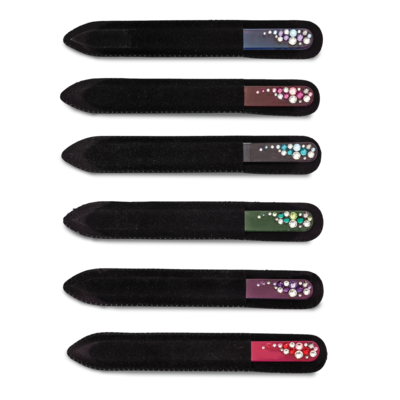 Set of 12 Multi-colored Crystal from Swarovski Design Long Glass Nail Files by Jere, MPN: JNFSET101…