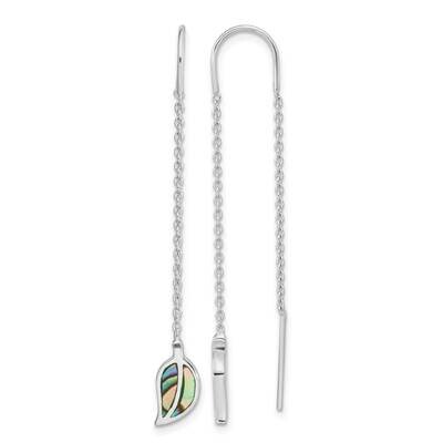 Abalone Leaf Threaded Earrings Sterling Silver Rhodium-Plated Polished QE16547, MPN: QE16547, 19690…
