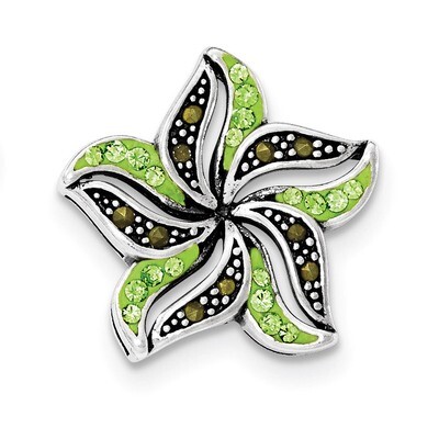 Marcasite &amp; Green Crystal Pendant Sterling Silver QP4219