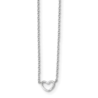 Heart Necklace 16 Inch Sterling Silver Rhodium-plated QG4354-16, MPN: QG4354-16, 886774114910