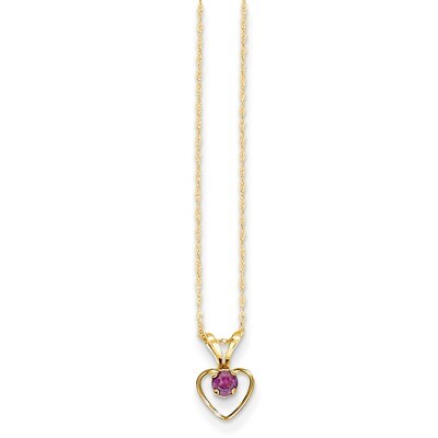 3mm Rhodolite Garnet Heart Birthstone Necklace 15 Inch - 14k Gold GK408-15 by Madi K, MPN: GK408-15…