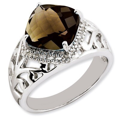 Smoky Quartz &amp; Diamond Ring Sterling Silver QR2918SQ, MPN: QR2918SQ, 883957213637