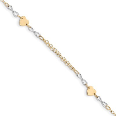 Gold Polished Infinity and Heart Bracelet 14k Two-tone Gold SF2494-7, MPN: SF2494-7, 191101681226