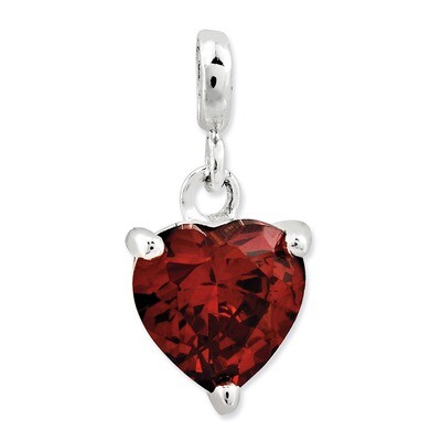 Dark Red Diamond Heart Enhancer Sterling Silver QN134, MPN: QN134, 191101279065