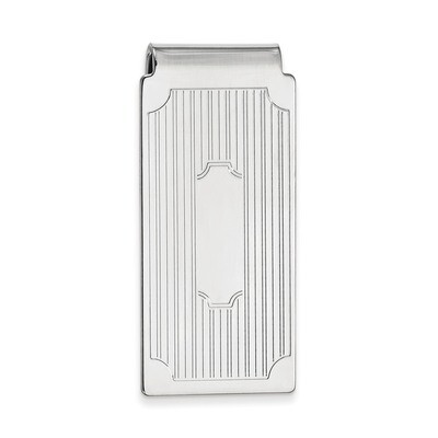 Kelly Waters Hinged Money Clip with Lines and Cut Corners Rhodium-plated KW730, MPN: KW730,