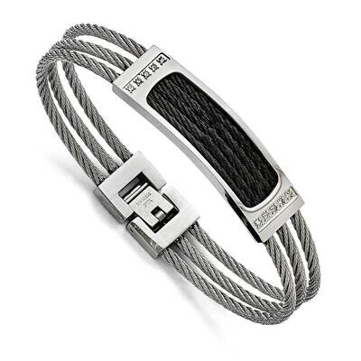 Black IP-plated .15ct tw. Diamond Bracelet Stainless Steel Polished SRB1548-7.75 by Chisel, MPN: SR…