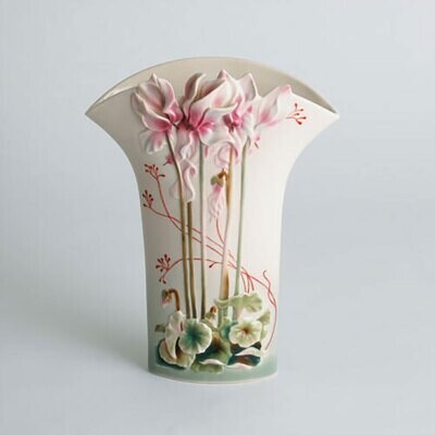 Franz Porcelain Cyclamen Charm Design Sculptured Flower Vase 10-3/4&quot;H FZ00715, MPN: FZ00715,