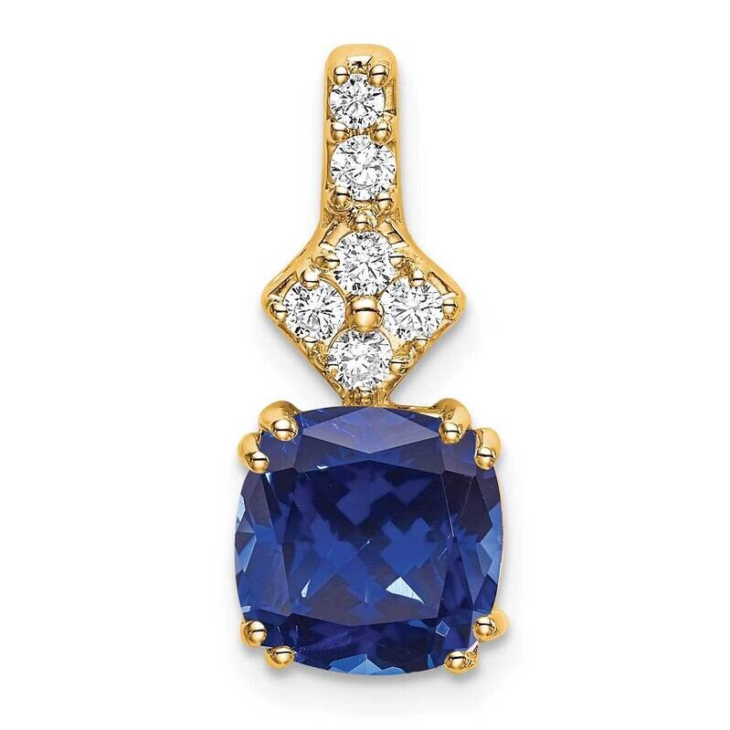 Created Blue Sapphire Pendant 14k Gold Lab Grown Diamond PM7515-CSA-020-YLG, MPN: PM7515-CSA-020-YL…