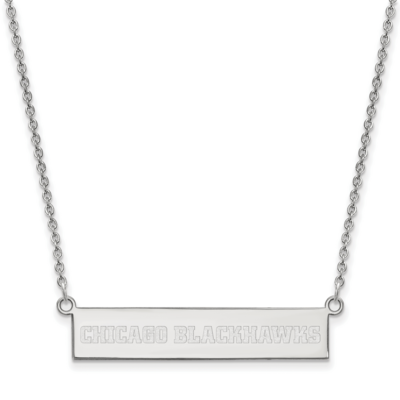 Chicago Blackhawks Small Bar Necklace Sterling Silver Rhodium-plated SS043BLA-18, MPN: SS043BLA-18,…