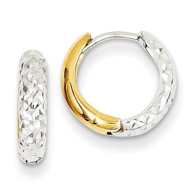 Diamond-cut Hoop Earrings 14k Two-Tone Gold TM468, MPN: TM468, 869786101529