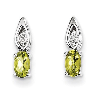 Peridot Diamond Earring 14k White Gold Genuine XBS322, MPN: XBS322, 883957569079