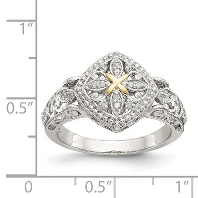 Diamond Ring Sterling Silver &amp; 14k Gold QTC1173, MPN: QTC1173, 191101393259
