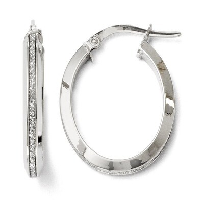 Leslie&#39;s Polished Glimmer Infused Oval Hoop Earrings - 14k White Gold HB-LE336, MPN: LE336, 8867745…