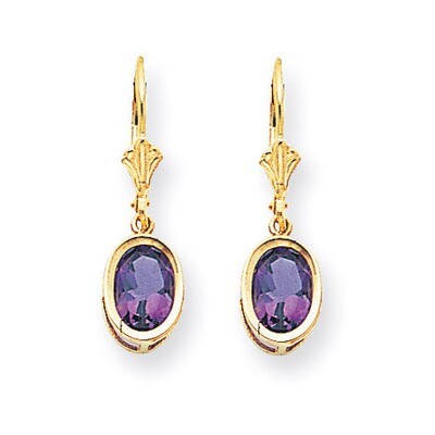8x6mm Oval Amethyst Leverback Earrings 14k Gold XLB107AM, MPN: XLB107AM, 883957119083
