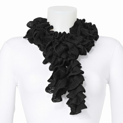 Black Knitted Frill Fashion Scarf GM8339
