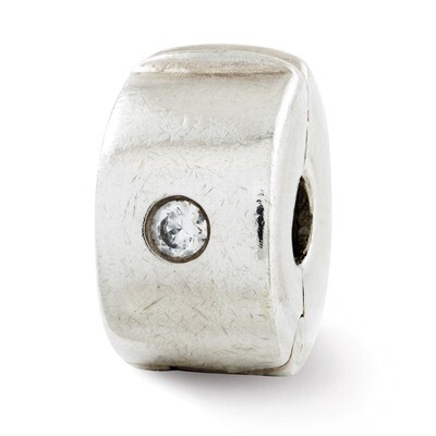 Hinged Synthetic Diamond Clip Bead - Sterling Silver QRS116, MPN: QRS116, 883957719559