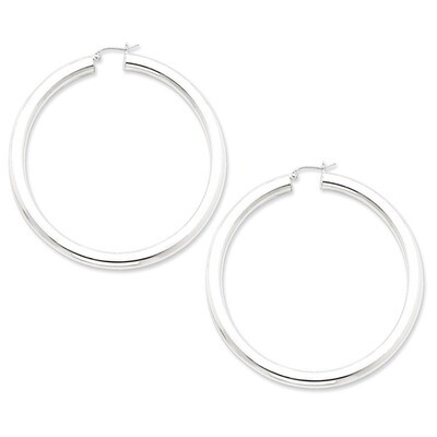 5mm Polished Hoop Earrings Sterling Silver Rhodium-plated QE4411, MPN: QE4411, 883957930312