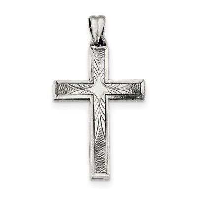 Polished and Brushed Latin Cross Pendant Sterling Silver Antiqued QC8262, MPN: QC8262, 191101367601