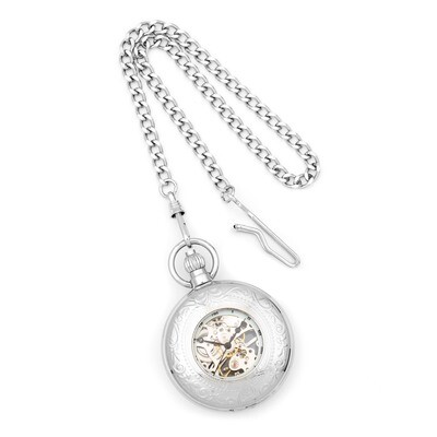 Charles Hubert Brass Window Cover Pocket Watch Chrome Finish XWA3342, MPN: XWA3342, 811233017754