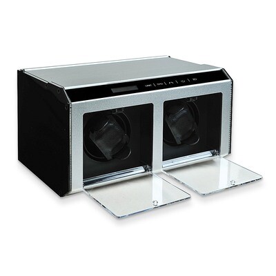 Silver Metal &amp; Acrylic Double Watch Winder GM8399