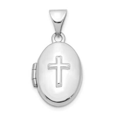 Cross 16mm Oval Locket Pendant 14k White Gold XL770, MPN: XL770, 883957964546