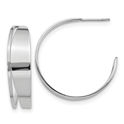 Leslie&#39;s Fancy Post Hoop Earrings Sterling Silver Polished HB-QLE1175, MPN: QLE1175, 191101607608