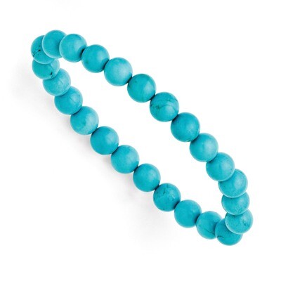 Dyed Howlite Turquoise Color Stretch Bracelet SRB1306 by Chisel, MPN: SRB1306, 886774262376