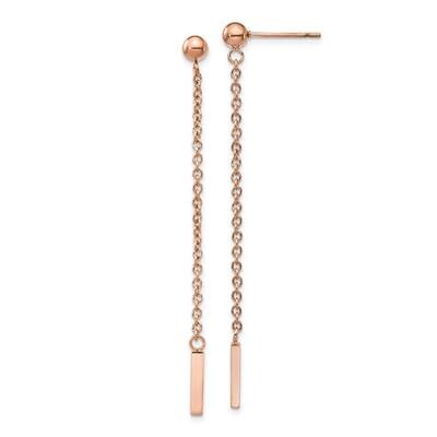 Rose Ip-Plated Post Dangle Earrings Stainless Steel Polished SRE1333, MPN: SRE1333, 191101867064