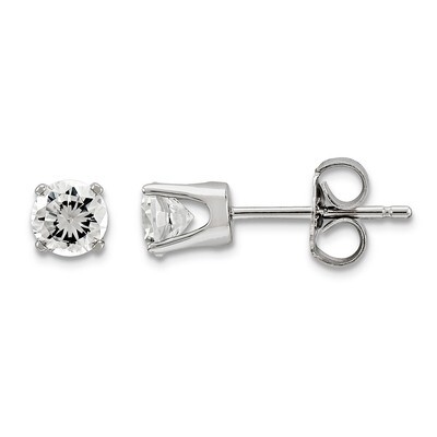 4mm Round Stud Earring Mounting with backs 14k White Gold XD7W, MPN: XD7W,