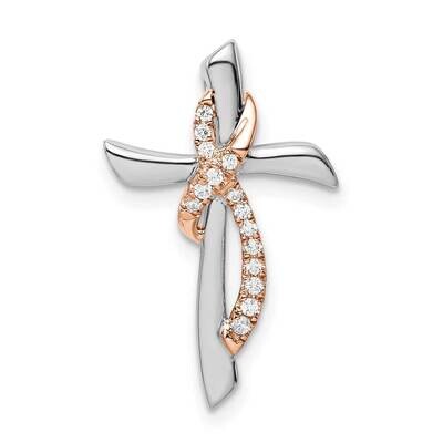White &amp; Rose Cross with Ribbon Diamond Chain Slide 14k Two-Tone Gold PM8483-008-WRA, MPN: PM8483-00…