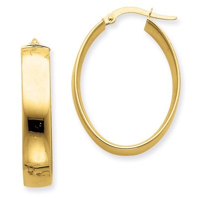 5.75mm Polished Oval Hoop Earrings 14k Gold PRE235, MPN: PRE235, 883957900278