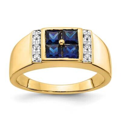 Created Sapphire &amp; Diamond Men&#39;s Ring 14k Gold RM5830-CSA-050-YA, MPN: RM5830-CSA-050-YA, 883957313…
