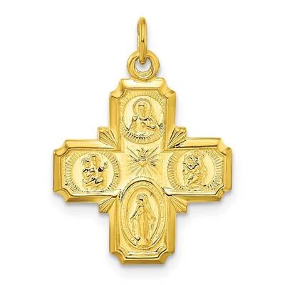 Polished Solid Miraculous Medal Pendant Sterling Silver Gold-Tone QC11208, MPN: QC11208,